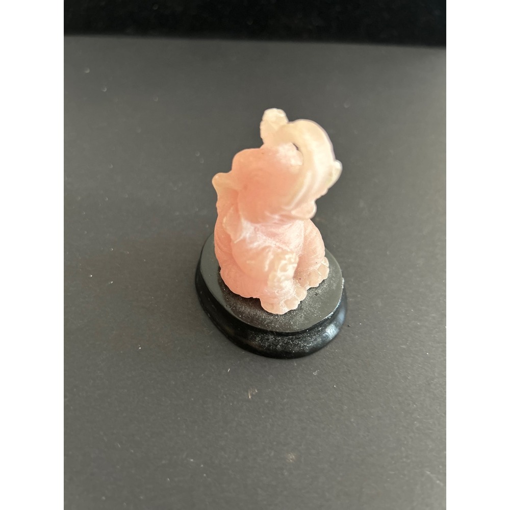 Elephant Figurine Pink Good Hand Carved Rose Quartz Gemstone Statue Collectible